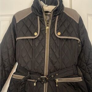 Vince Camuto Quilted Black Jacket w Grey Suede Details M